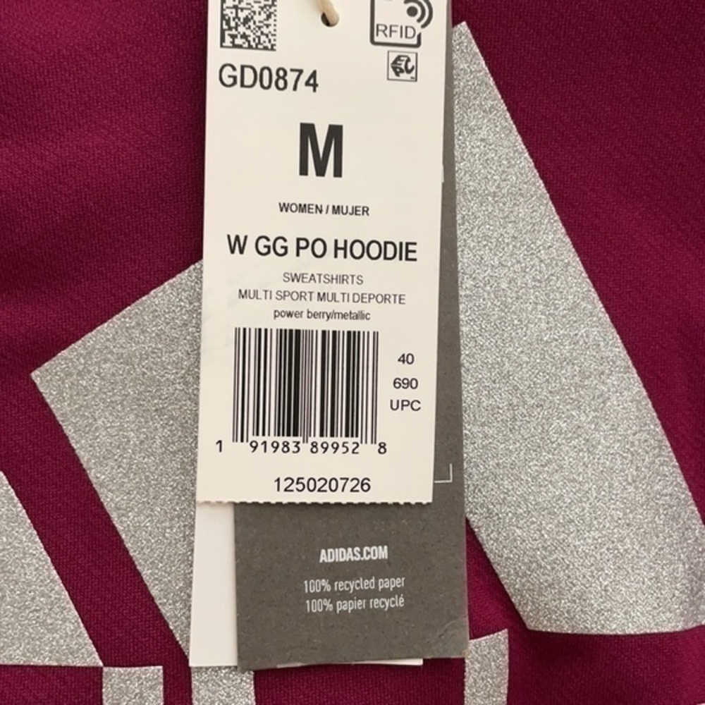 Adidas GG PO Hooded Sweatshirt Aeroready Pullover Top NWT Sz M 12/14 - Picture 4 of 8